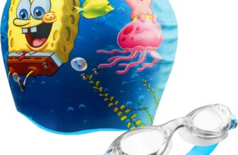 SPONGEBOB SQUAREPANTS Kids Swim Goggles and Swim Cap Set Anti-Fog UV Protection