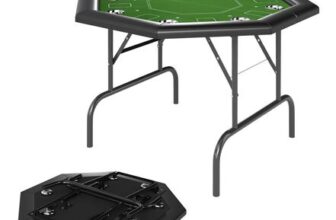 SPORTNOW 8 Player Foldable Poker Table with Cup Holders, Green
