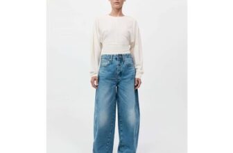 ST. AGNI Balloon High Rise Wide Leg Jeans, 90s Blue