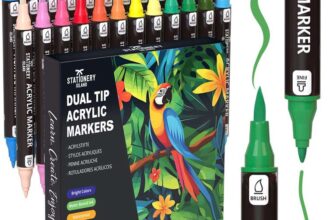 STATIONERY ISLAND Permanent Acrylic Marker Pens 24 Colours Dual Tip Markers – Sold By Stationery Island FBA