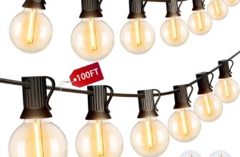 SUPERFA 30M/100FT Outdoor Festoon Lights, Mains Powered Waterproof Garden String Lights with 502 G40 Shatterproof LED Bulbs Energy Class A