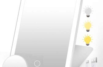 SURFOU Rechargeable Travel Makeup Mirror with Lights, with 10X Mini Magnification & 3 Color LED Lighting