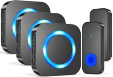 SURFOU Wireless Battery Doorbell, Waterproof Cordless Door Bells, 2 Remote Battery Operated Push Buttons & 3 Plug-in Receivers