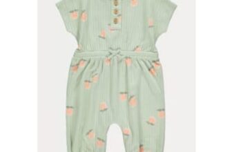 Sage Green Ribbed Peach Short Sleeve All in One