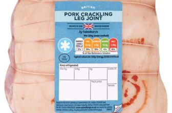 Sainsburys British Fresh Pork Crackling Leg Joint 1.24kg (1kg for £5.25)
