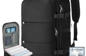 Samfolk 40x20x25 Ryanair Cabin Bag 20L, 12 Pockets, Shoe Compartment, Underseat Travel Bag (Black, Blue, Matte, Grey) Sold by Samfolk FBA