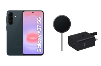 Samsung Galaxy A37 5G AI Smartphone 256 GB Storage, 50MP Wide-Angle Camera,Dark Green, Samsung Qi2 25W Magnet Wireless Charger 45W Charger