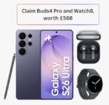 Samsung Galaxy S26 Ultra 5G 256GB – £45PM, 36 months contract, £12 up front, 100MG sim – claim Buds4 Pro & Watch 8