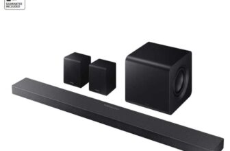 Samsung HW-QS750F 5.1.2 speaker channels for Dolby Atmos and DTS:X compatibility, delivering cinematic sound – With Code