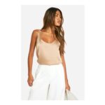 Sand Basic Satin Scoop Neck Cami