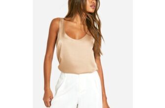 Sand Basic Satin Scoop Neck Cami