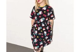 Sanrio Hello Kitty Classic All over Print Black Smock Dress