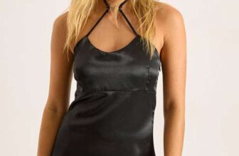 Satin Strappy Trim Detail Mini Dress – Extra 10% Off & Free Delivery With Codes Extra10