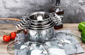 Saucepan Set 10 Pieces, Stainless Steel Pot and Pan Set, Saucepan with Glass Lids Cookware, Cookware Set Compatible with Induction, Gas and Electric Hobs