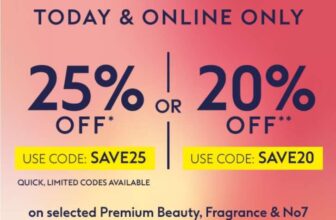Save 25% off / 20% off on selected Premium Beauty, Fragrance & No7 – e.g. ELEMIS Pro-Collagen Cleansing Balm 100g