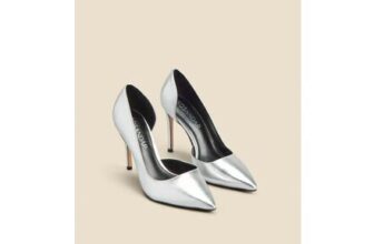 Save 30% off Silver Leather Cut out Detail Stiletto Heel Court Shoes at Sosandar