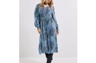 Save 54% on v Neck Button Front Detail Printed Midi Dress at Dorothy Perkins