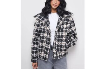 Save 61% on Oversized Check Chunky Rib Bomber at Warehouse