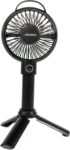 Schallen Rechargeable Battery USB Electric Handheld Portable Travel and Tripod Desk Table Small Mini Air Cooling Fan (Black)