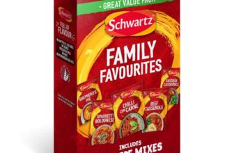 Schwartz Family Favourites Bundle One Pack Serves 4 Pack of 5 Recipe Mixes Shepherds Pie Spaghetti Bolognese Chilli Con – S&S £3.32