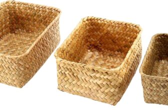 Seagrass Storage Basket, Multisize Handmade Rattan Shelf Baskets & Bins Baskets for Decoration