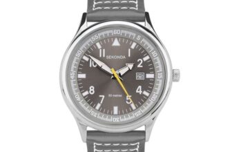 Sekonda Fly Mens 42mm Pilot Watch with Alloy Case, Analogue Display,Leather Strap, available in Grey/ Black available for £16.80