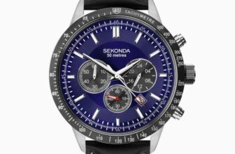 Sekonda Mens Chronograph Watch With Blue Dial And Black Leather Strap, Model: 1971 – With Code GB Watch Shop