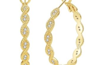 Senteria Gold Plated Twisted Hoop Earrings, 30mm CZ, Hypoallergenic