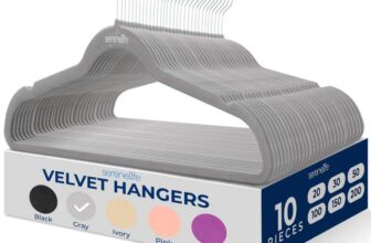 SereneLife Velvet Hangers 10 Pieces, Non Slip Heavy Duty Hanger Set with 360 Swivel Hook Grey