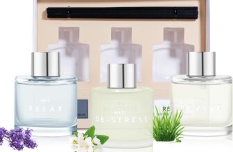 Set of 3 Fragrance Reed Diffusers,50ml Lavender Jasmine Lemongrass Aromatherapy Diffuser Set with 12 Black Fiber Sticks,Air Freshener for Bedroom Bathroom Office