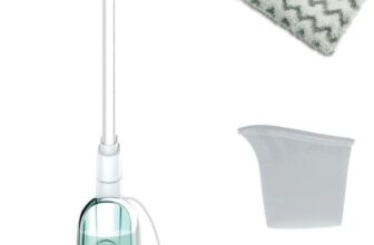 Shark Steam Mop, Lightweight Steam Mop for Hard Floors with 2 Machine Washable Cleaning Pads & Fill Flask, 375ml Capacity, 5.5m Power Cord, 30 Second Heat-Up, White & Green S1000UK