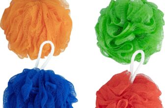 Shower Puff, Bath Puff,Shower Sponge Extra Large 80g, 4 Pack Scrunchie Body Scrubber Exfoliating Soft Mesh Sponge (Orange, Red, Blue, Dark Green)