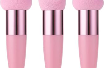 Sibba 3 PCS Makeup Sponges Foundation Cosmetic Blending Wet and Dry Make Up Applicator Cosmetic Concealer Face Brush Egg Brushes Covers Eyes Sticks Powder Puff With Handle