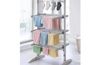Silver Neo Electric Heated Clothes Drying Rack, 3-Tier Foldable Airer