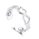 Silver Openwork Heart Magnetic Ring, Adjustable for Women, Gift Box