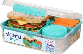 Sistema Bento Box LUNCH Bento School Lunch Box with Compartments 1.65 L Food Storage Container in Minty Teal 1 Count