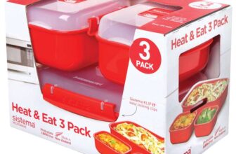 Sistema Heat and Eat Microwave Container Set 1.25 L, 525 ml Microwave School Lunch Boxes with Steam Release Vents BPA-Free Red