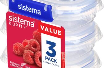 Sistema KLIP IT PLUS Food Storage Containers 180 ml 3 Piece Airtight Containers Set Leak-Proof Seal Easy Locking Clips BPA-Free