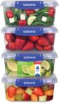 Sistema KLIP IT PLUS Leakproof Food Storage Containers 1 L Airtight & Stackable Meal Prep Containers with Lids School Lunch Boxes BPA-Free 4 Count