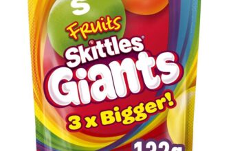 Skittles Giants Vegan Sweets Bag, Fruit Flavoured, 132g – 67p / 64p S&S