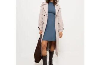 Slate Blue High Neck Long Sleeve Mini Dress