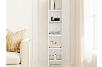 Slim White Wooden Storage Bookcase For Home Or Office Free P&P Clubcard