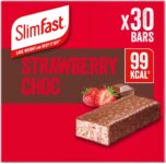 SlimFast Snack Bar, Low Calorie Snack, Strawberry Choc Flavour, 30 x 25 g Multipack