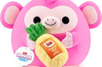 Snackles Series 2 Wave 2, Snack Swap, Monkey, 20 cm by ZURU Cuddly Squishy Comfort Plush with License Snack Brand Accessory (Monkey, Dole Pineapple)