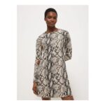 Snakeskin Long Sleeve Mini Dress