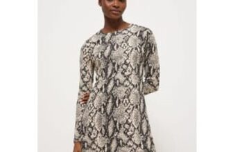 Snakeskin Long Sleeve Mini Dress