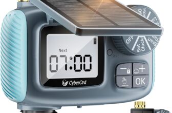 Solar Water Timer 3/4 with Brass Inlet Solar Powered Irrigation Hose Timer with Rain Delay & LCD, Automatic/Manual Programmable Outdoor Sprinkler Timers for Garden, Lawn, Yard & Drip Systems