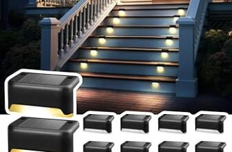 Solpex Solar Deck Lights, 16 Pack Solar Lights Outdoor Garden, Waterproof for Outdoor Stairs, Step, Fence, Yard, Patio, Pathway(Black Warm White)