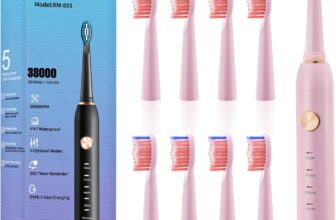 Sonic Electric Toothbrush for Adults & Kids – 5 High-Performance Modes, 8 Replacement Heads, 2.5-Hour Fast Charge, Built-in Smart 2-Minute Timer, IPX7 Waterproof, 35 Day Battery Life – Pink