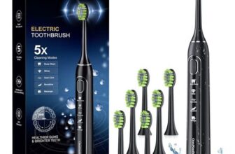 Sonic Electric Toothbrush for Adults with 6 Brush Heads and 5 Modes